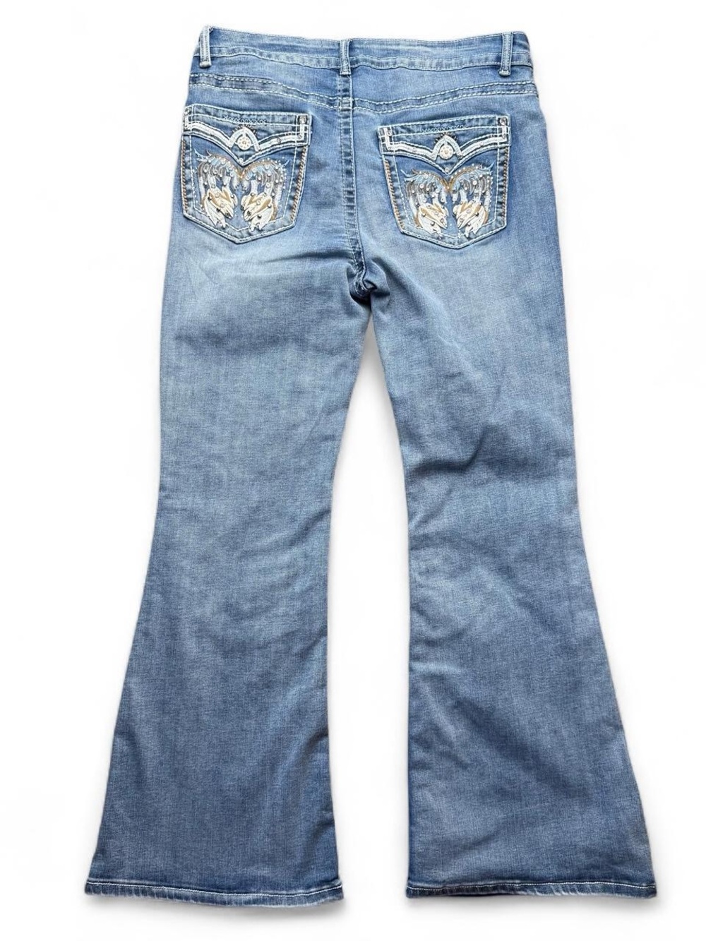 Telepatía Light Wash Embellished Flare Jeans
